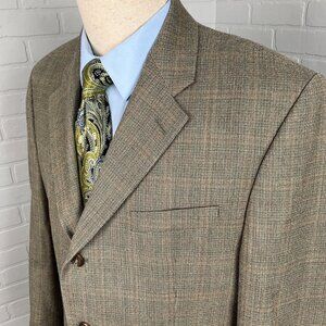 Lauren Ralph Lauren Blazer Men 44 Blue Orange Plaid Silk Wool‎ Jacket Canada VTG